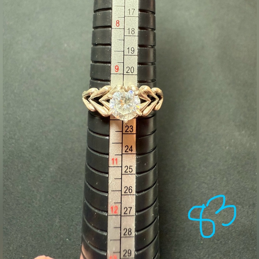 PRICE FIRM • NWOT Diamonique CZ solitaire ring 7mm 925 sterling silver size 9.5